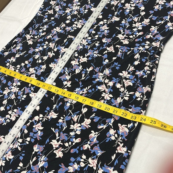 J Jill Wearever Collection Floral Shift Dress Black White Short Sleeve Women’s L - Picture 11 of 12